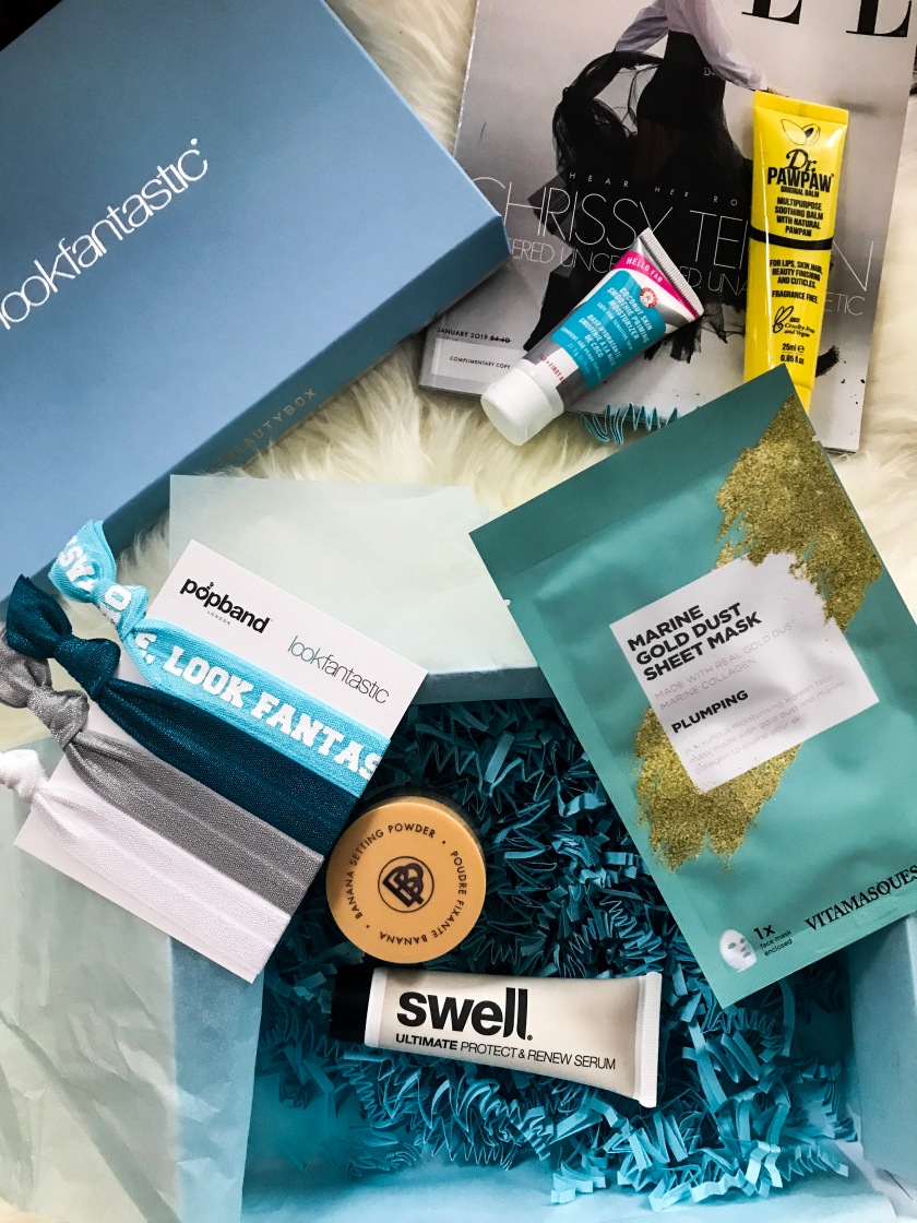 Look fantastic January 2019/ Dr PawPaw/ First Aid Beauty / Swell Hair Serum/ Vitamasques Marine Gold Dust Sheet Mask